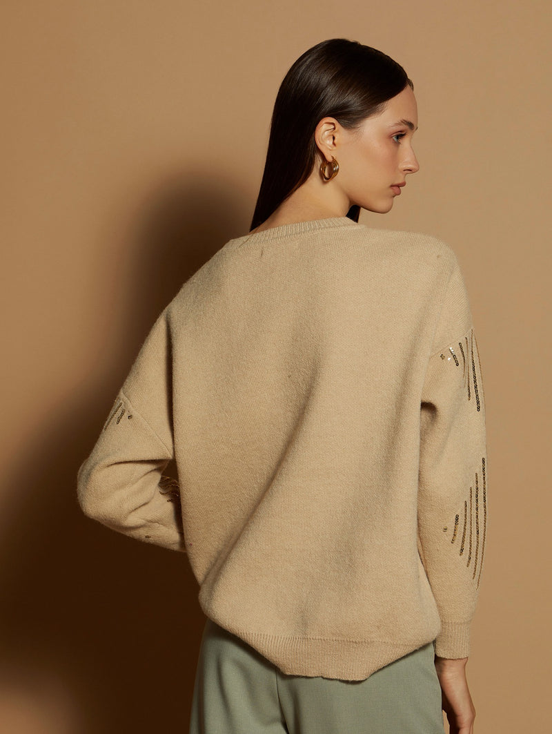 Ruth Sequin Jumper - Beige