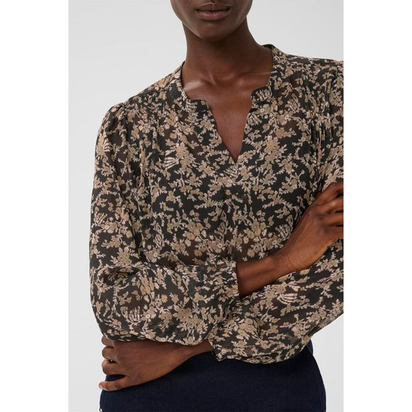 Sandy Blouse - Black Flower Bouquet Print