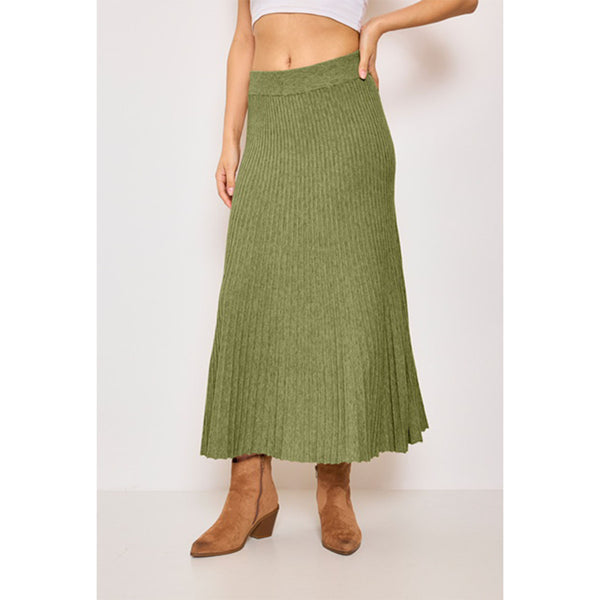Serena Knitted Skirt - Khaki