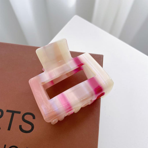 Small Resin Claw Hair Clip - Candy Pink Stripe