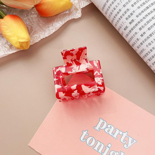 Small Resin Claw Hair Clip - Scarlet Red White