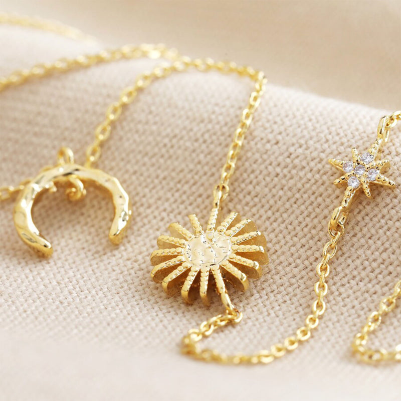Sun & Moon Chain Necklace - Gold