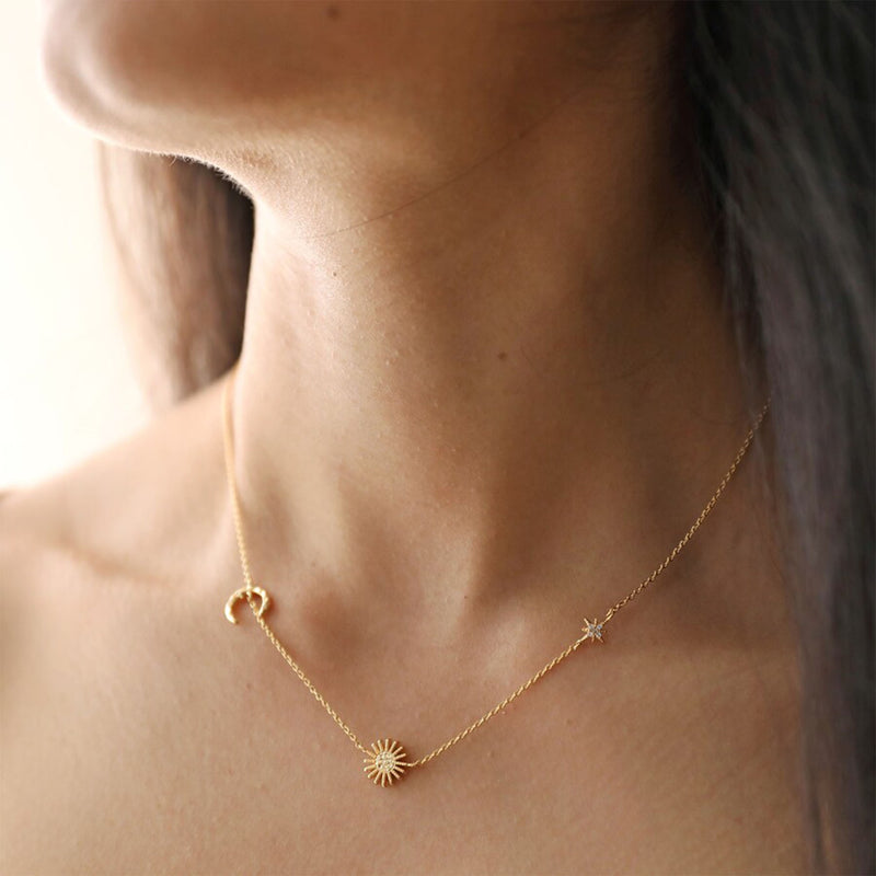 Sun & Moon Chain Necklace - Gold
