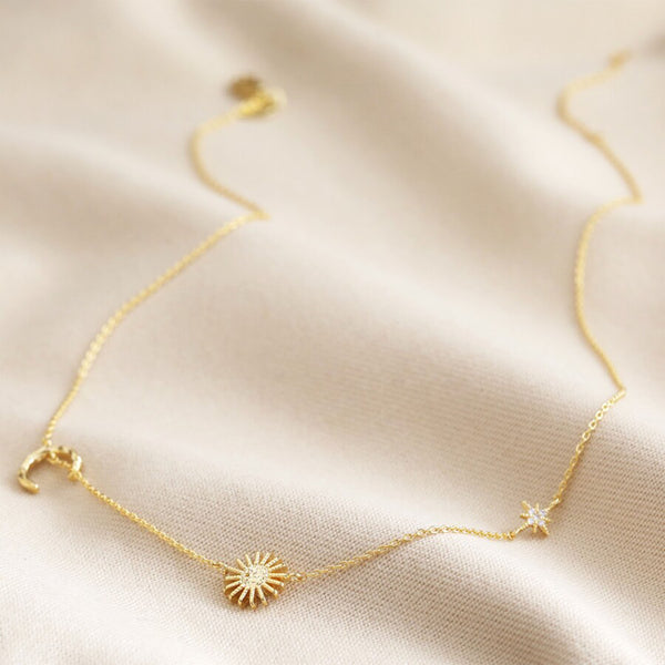 Sun & Moon Chain Necklace - Gold