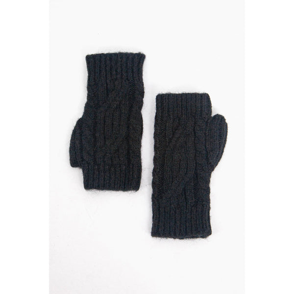 Sydney Cable Knit Wrist Warmers - Black