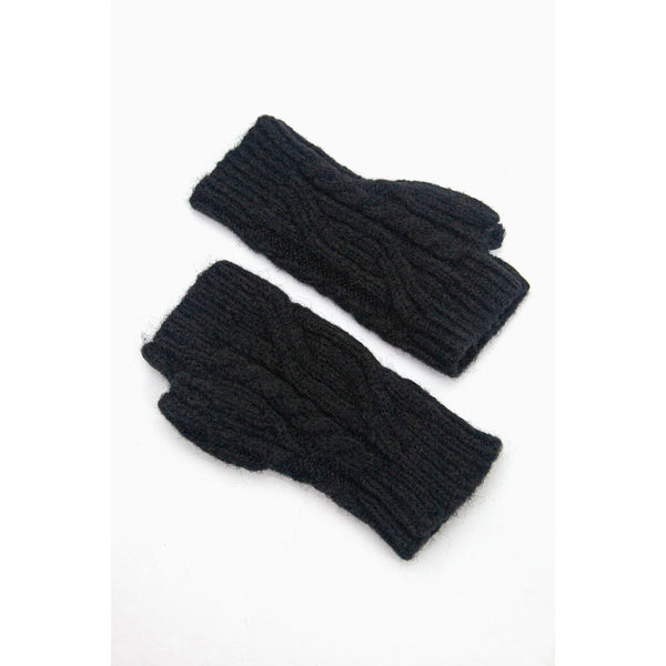 Sydney Cable Knit Wrist Warmers - Black