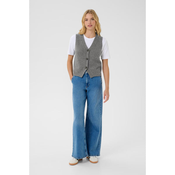 Sylva Knitted Vest - Medium Grey Melange