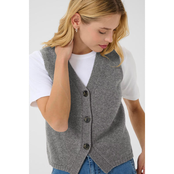 Sylva Knitted Vest - Medium Grey Melange
