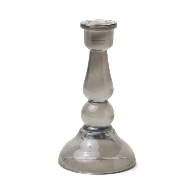 Tall Glass Candle Holder - Black