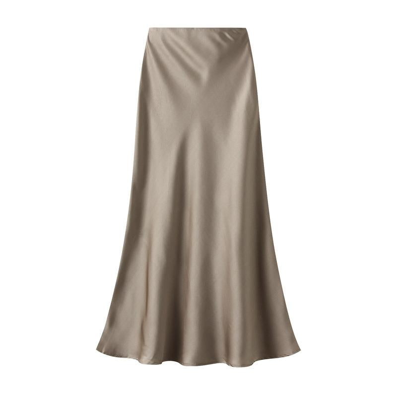 Anna Satin Skirt - Taupe