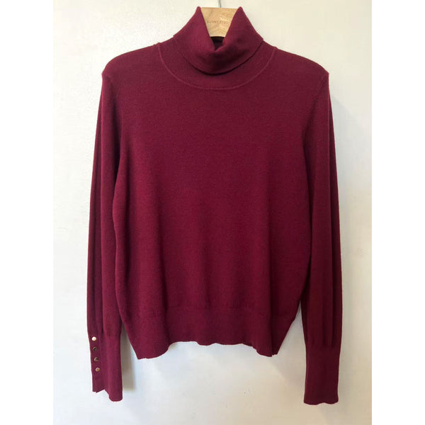 Theo Roll Neck Jumper - Burgundy