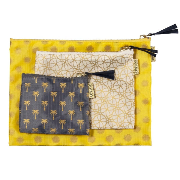 Travel Organiser Pouches - Navy/Cream/Yellow