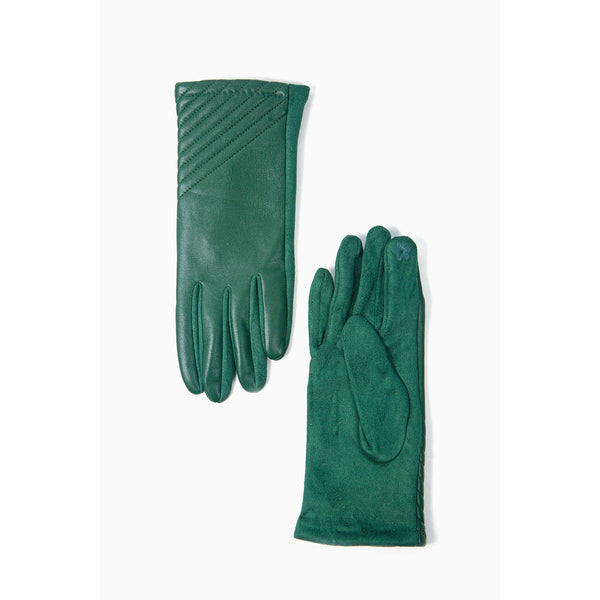 Vegan Leather Gloves - Green Diagonal