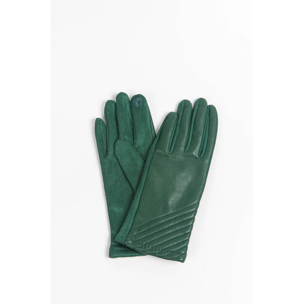 Vegan Leather Gloves - Green Diagonal