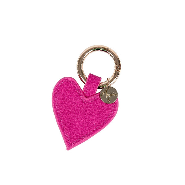 Vegan Leather Heart Keyring - Pink