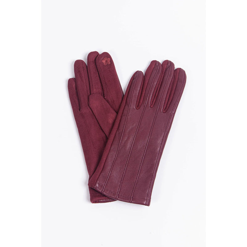 Vegan Leather Gloves - Berry Vertical