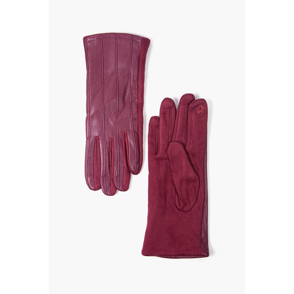 Vegan Leather Gloves - Berry Vertical