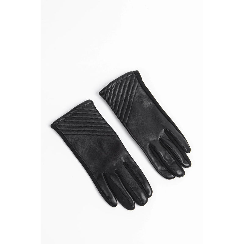 Vegan Leather Gloves - Black Diagonal