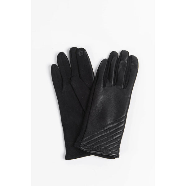 Vegan Leather Gloves - Black Diagonal