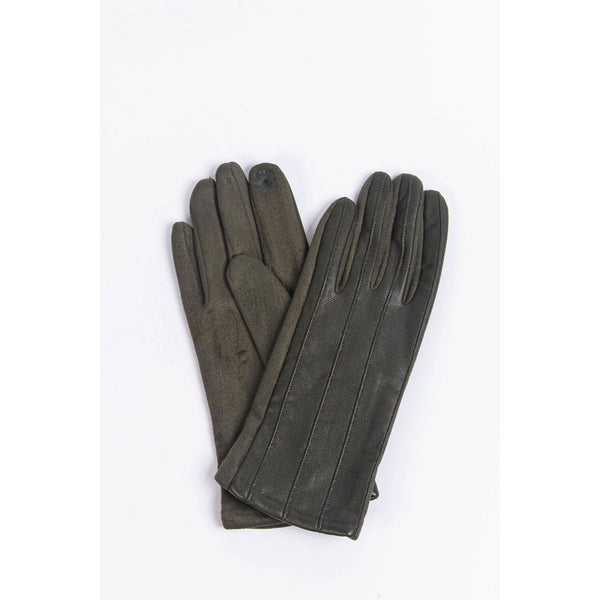 Vegan Leather Gloves - Khaki Vertical