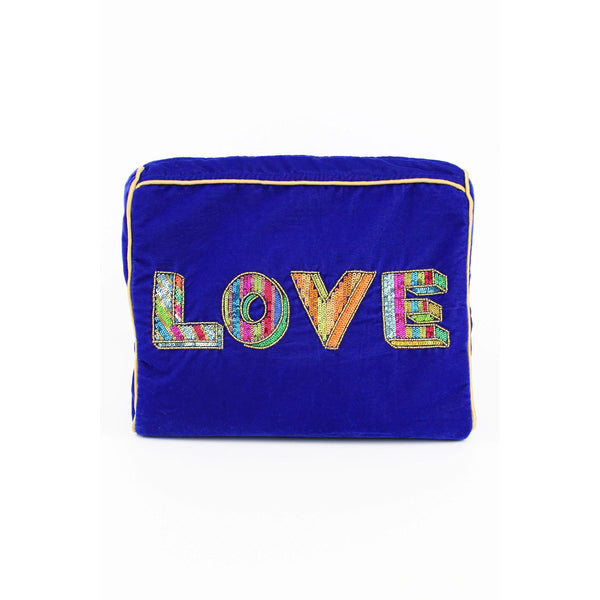 Velvet Wash Bag - Cobalt Blue Love