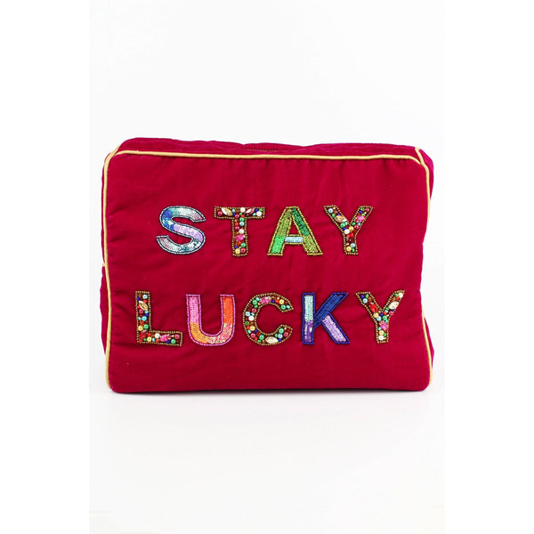Velvet Wash Bag - Red Stay Lucky