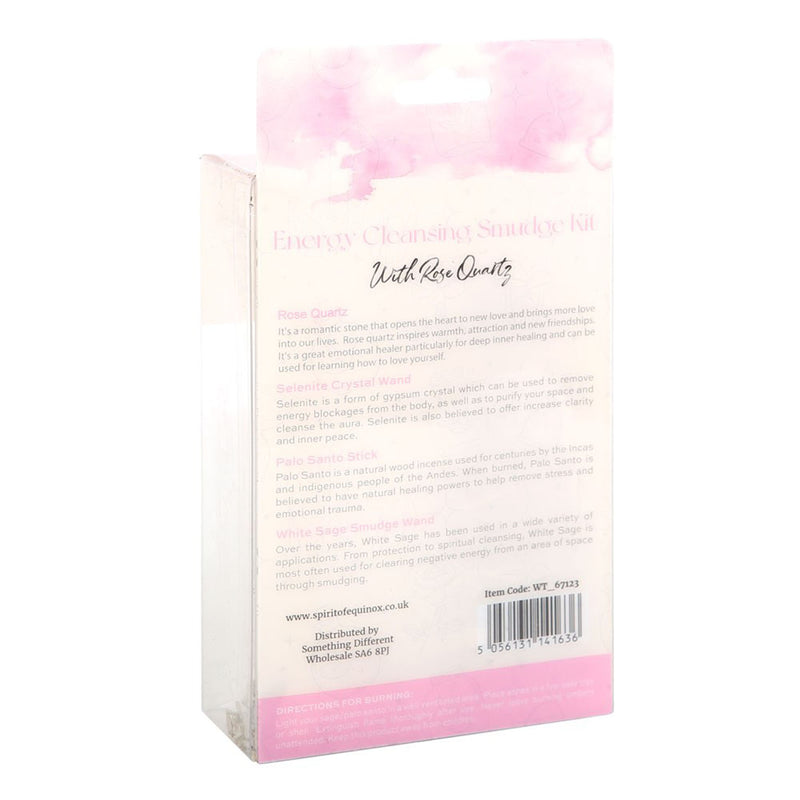 White Smudge Kit With Rose Quartz Crystal