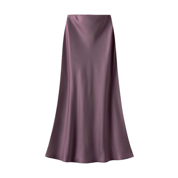 Anna Satin Skirt - Plum