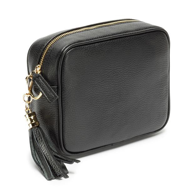 Crossbody Bag - Black with Gold Chevron Strap