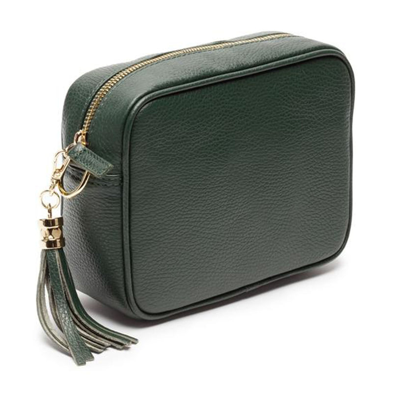 Crossbody Bag - Bottle Green with Teal Peacock Strap