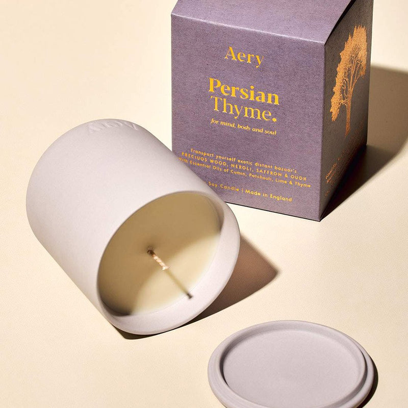 Persian Thyme Scented Candle - Light Grey Clay - Hemels