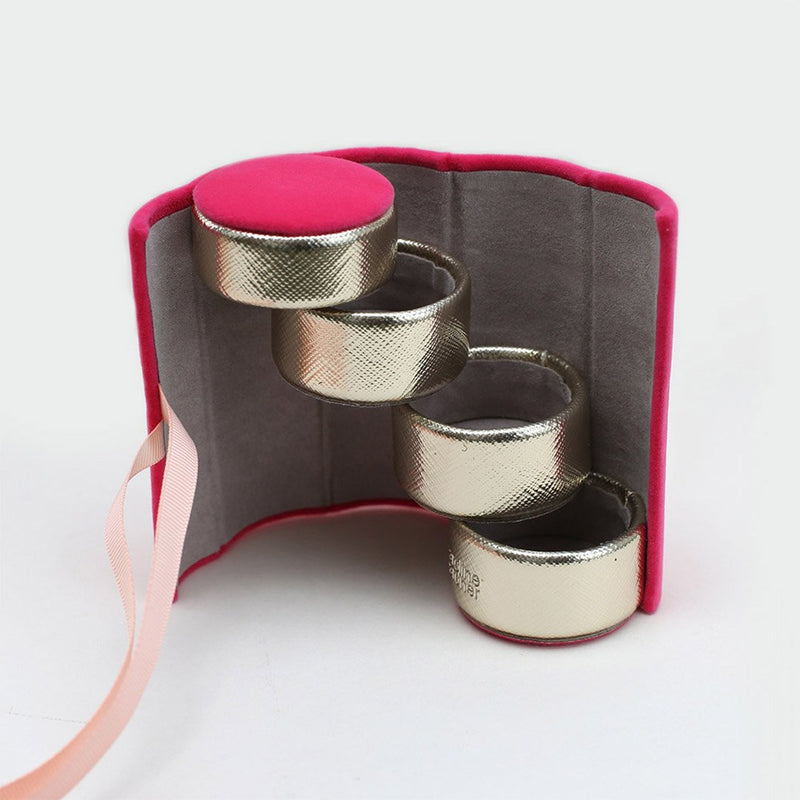 Velvet Mini Jewellery Box Tower - Bright Pink - Hemels