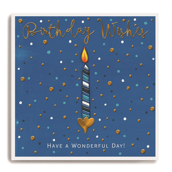 Birthday Wishes Stripey Candle Card