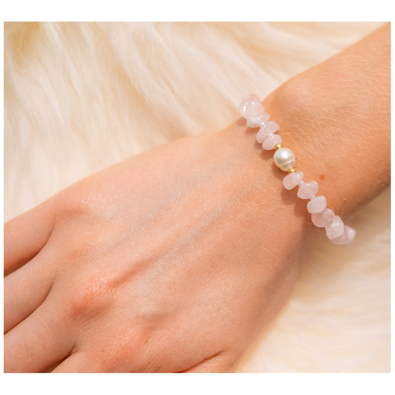 The Love Rock - Rose Quartz & Pearl Bracelet