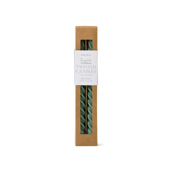 Cypress & Fir Twisted Taper Candles - Evergreen
