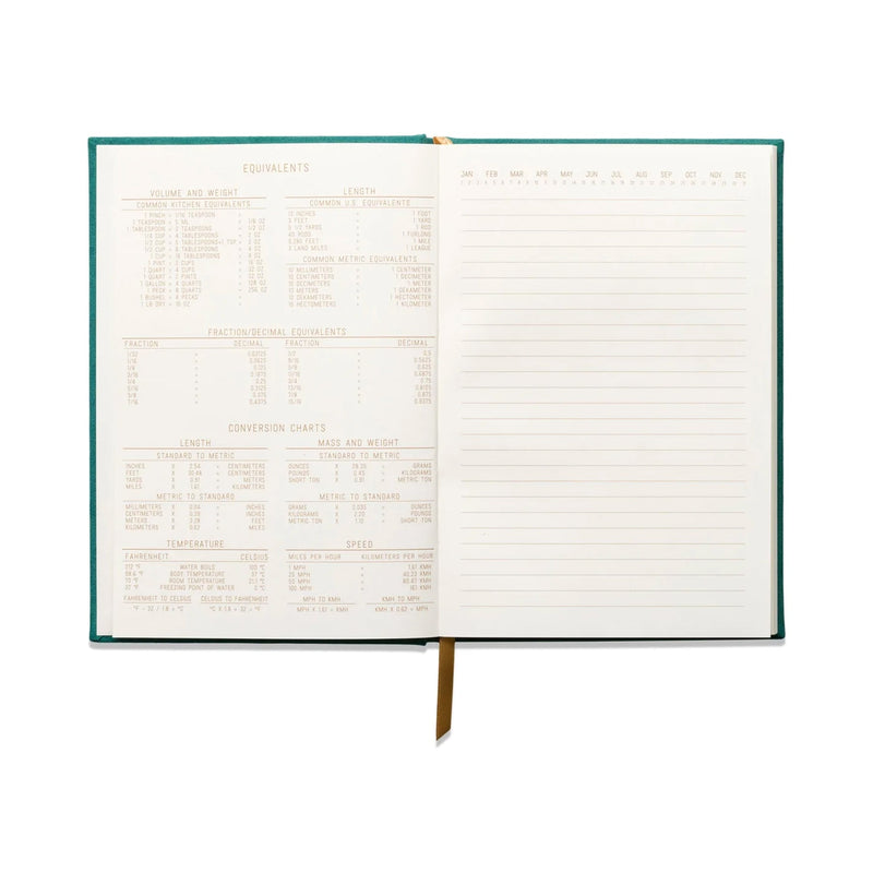 Hard Cover Suede Cloth Journal - Green Linear Boxes