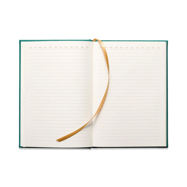 Hard Cover Suede Cloth Journal - Green Linear Boxes