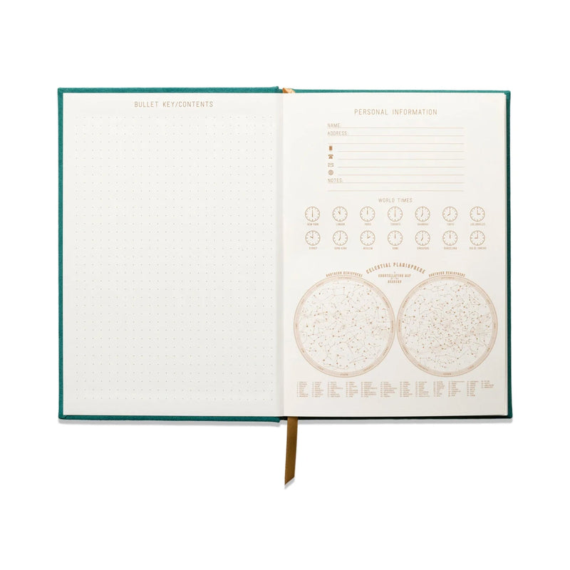 Hard Cover Suede Cloth Journal - Blue Arch Dot