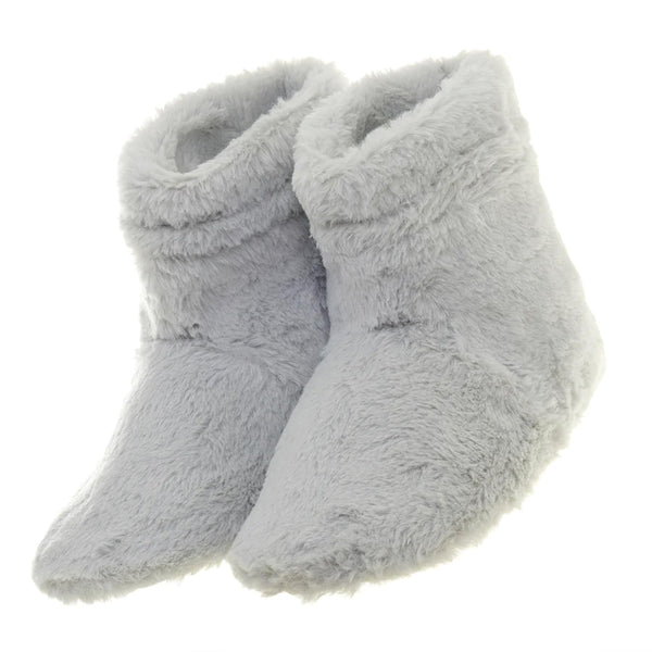 Microwavable Faux Fur Slipper Boots - Grey
