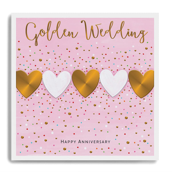 Golden Wedding  Anniversary- White & Gold Hearts