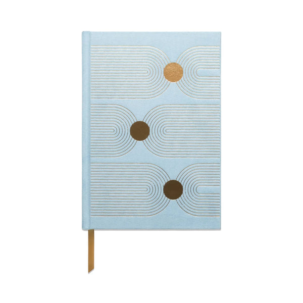Hard Cover Suede Cloth Journal - Blue Arch Dot