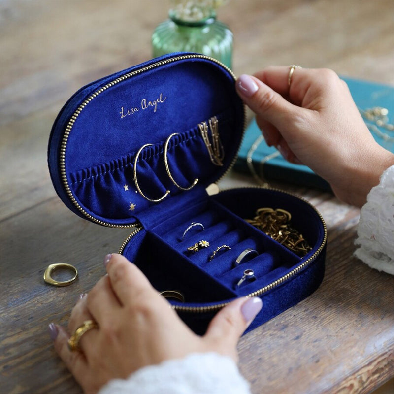 Starry Night Oval Jewellery Case - Navy