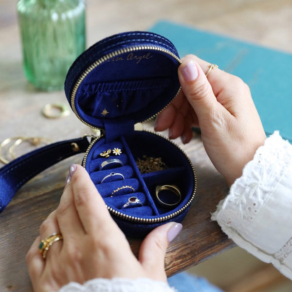 Starry Night Round Jewellery Case - Navy