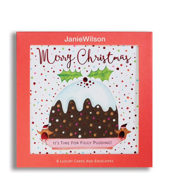 Merry Christmas It's Time For Figgy Pudding Boxed Cards - Pack of 8