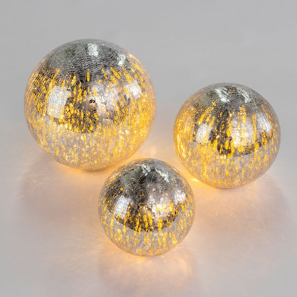 Crackled Glaze Light Ball – Silver - Hemels