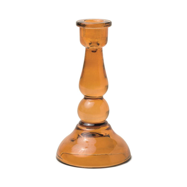 Tall Glass Candle Holder - Amber