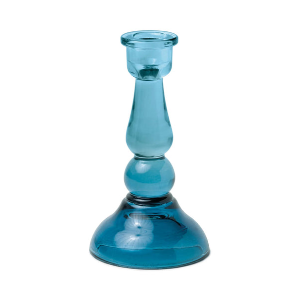 Tall Glass Candle Holder - Blue