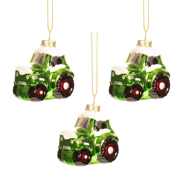 Tractor Shaped Baubles - Set Of 3