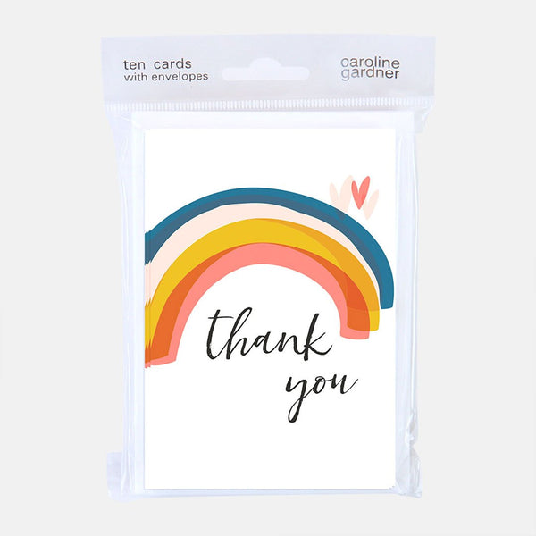 Thank You Rainbow Note Cards - Pack of 10 - Hemels