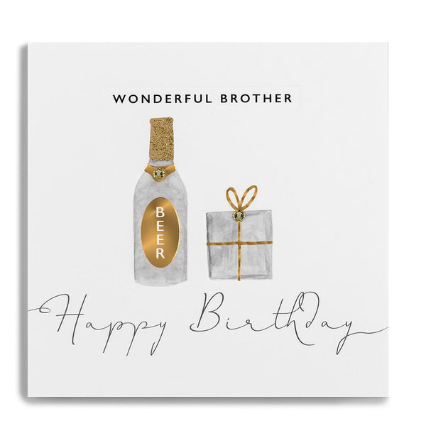 'Wonderful Brother Happy Birthday' Bottle Beer/Present Card - Hemels